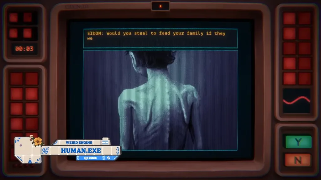 Tela de jogo Humam.Exe como se fosse um pc antigo.