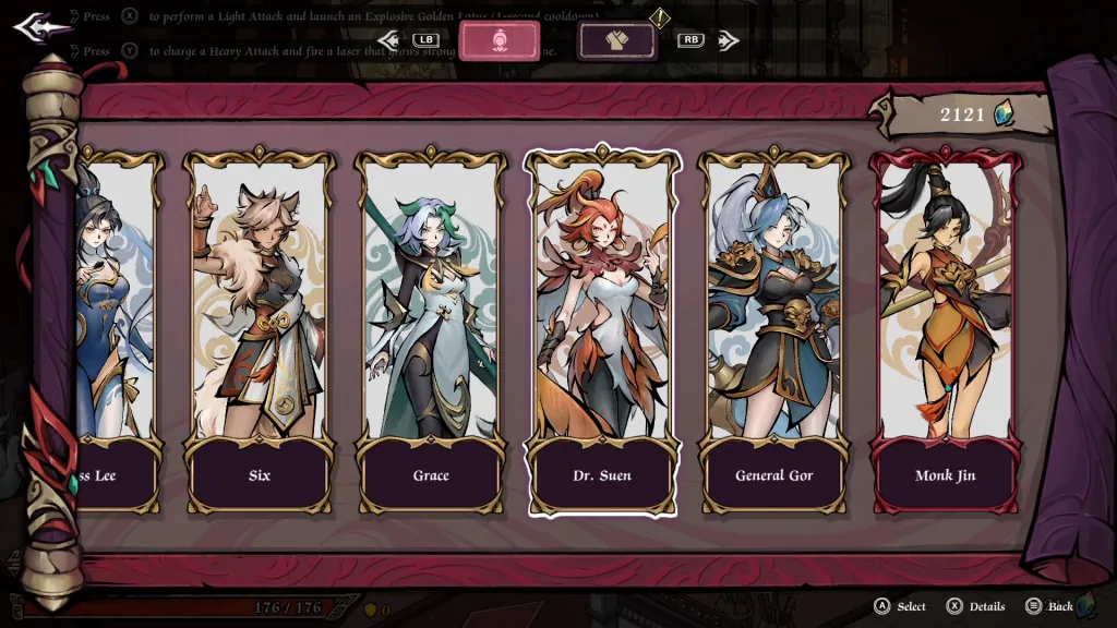 Tela do que parece ser a seleção de personagem e de roupas.
