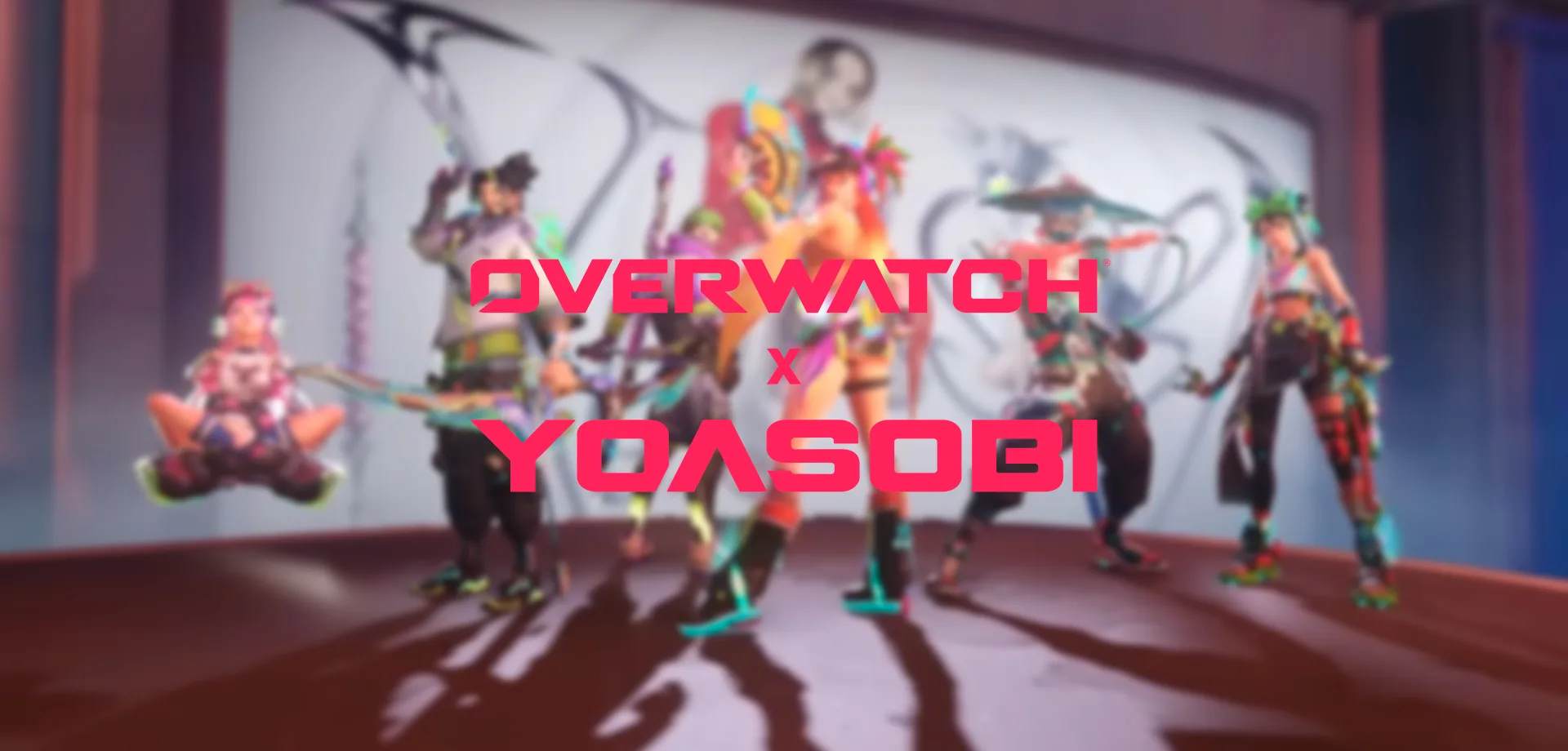 Imagem de Overwatch x Yoasobi com Anran, Mizuki, Genji, Hanzo, Juno e Kiriko.