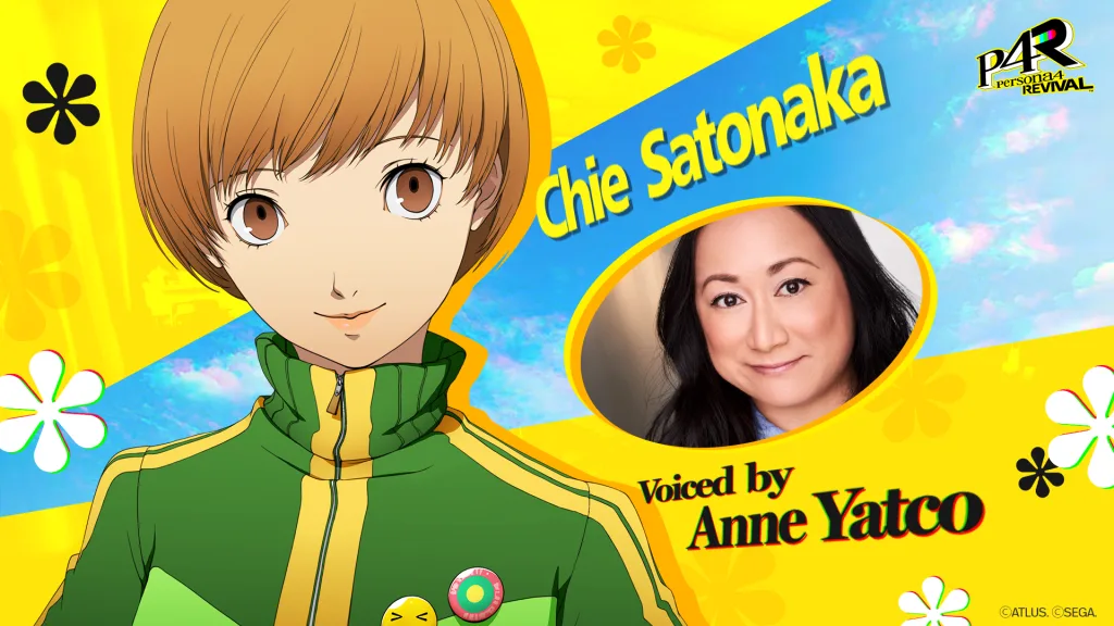 Imagem de Chie Satonaka e da Dubladora Anne Yatco.