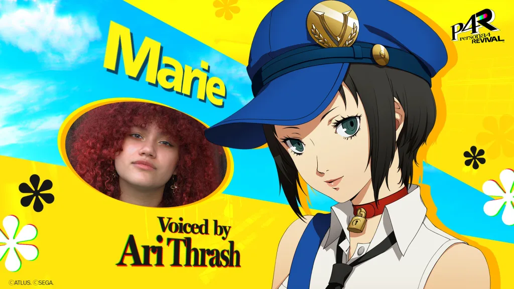 Imagem de Marie e da Dubladora Ari Thrash.