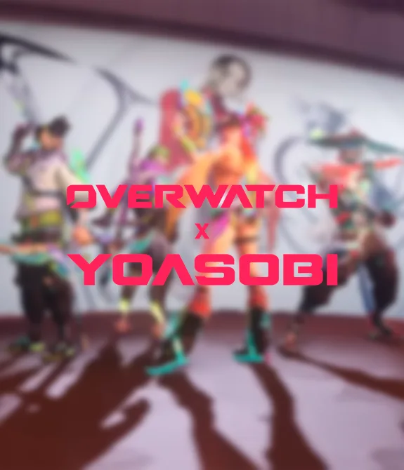 Imagem de Overwatch x Yoasobi com Anran, Mizuki, Genji, Hanzo, Juno e Kiriko.