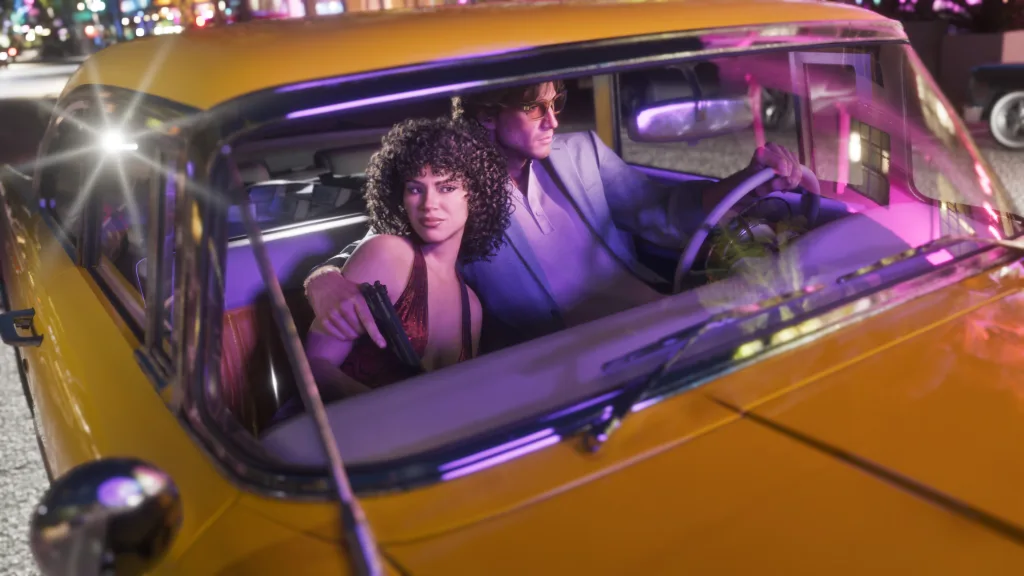 Acessórios e Carro do Vintage Vice City Pack.