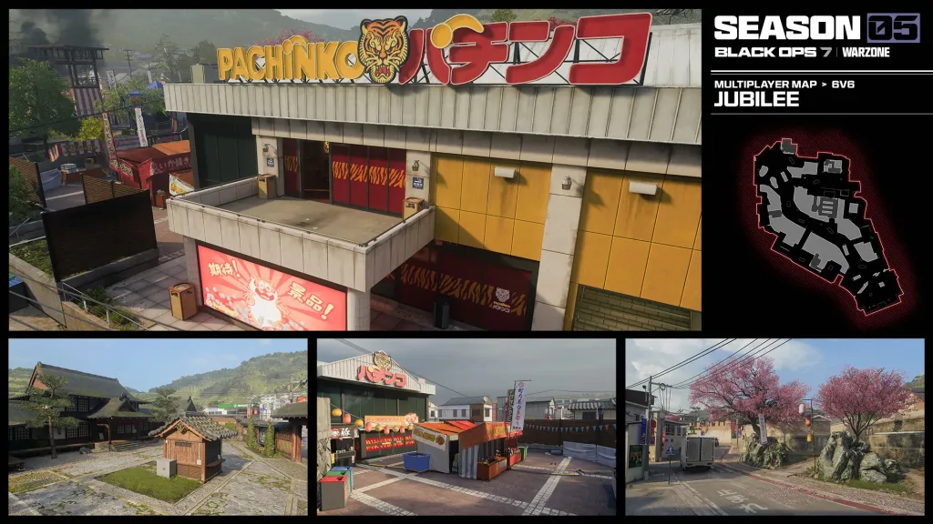Mapa Jubilee dividido em 5 imagens.