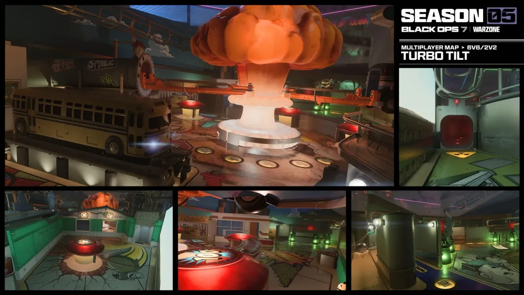 Mapa Turbo Tilt dividido em 5 imagens.