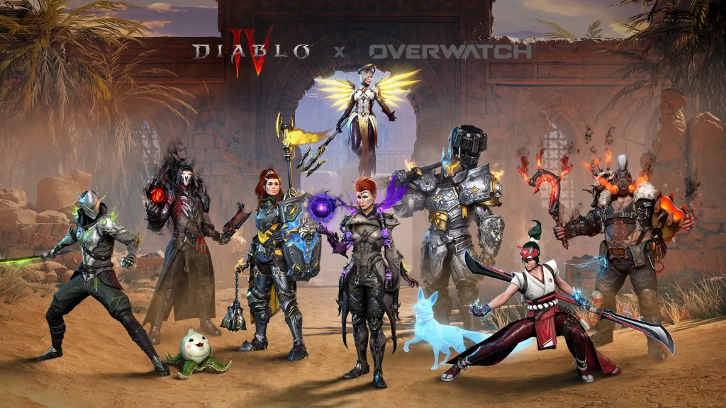 Imagem de colaboração Diablo IV e Overwatch.