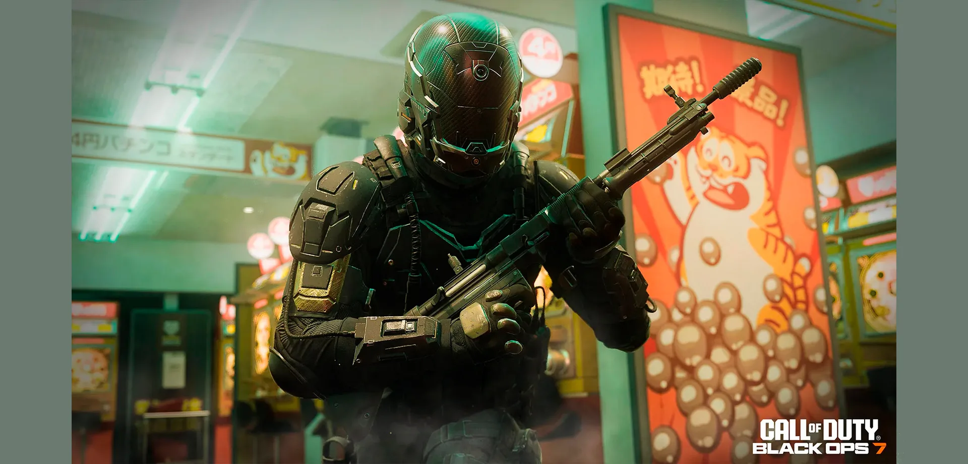 Temporada 5 Black Ops 7 com Operador em loja iluminada.