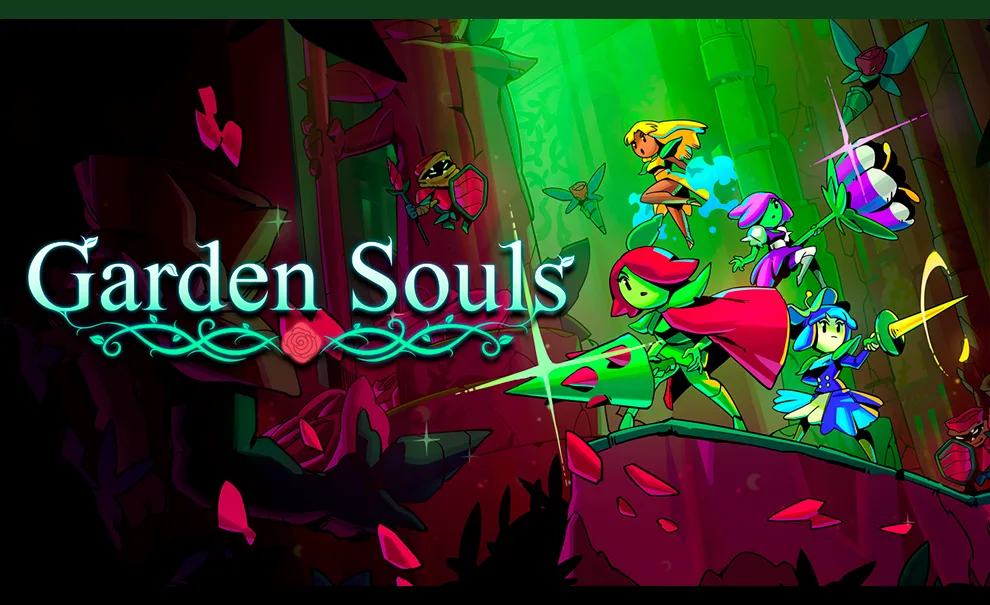Garden Souls tem página oficial no Steam, imagem do jogo com personagens flores em posição de combate.