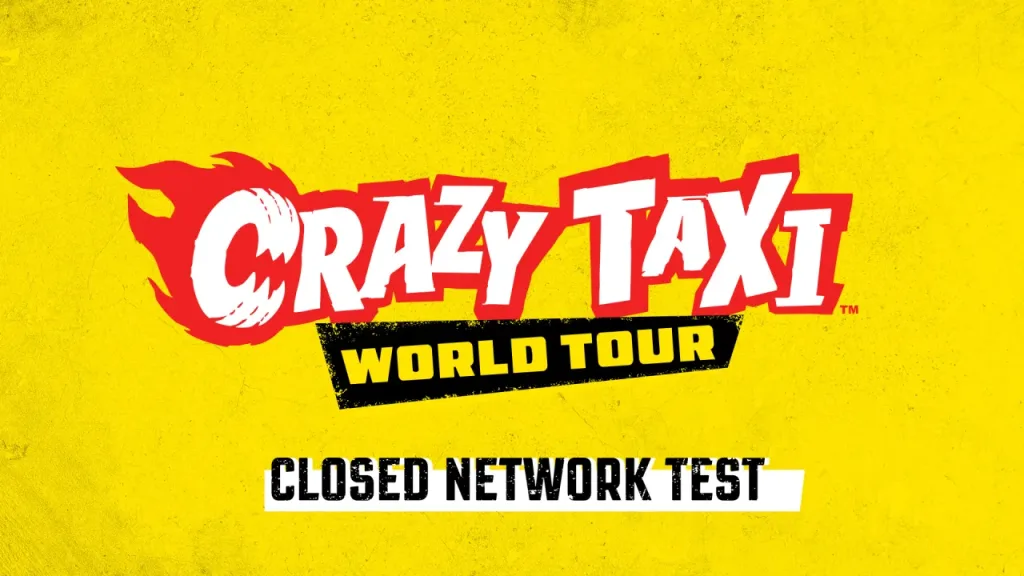 Logo de Cary Taxi: World Tour do Teste de Rede Fechado com fundo amarelo.