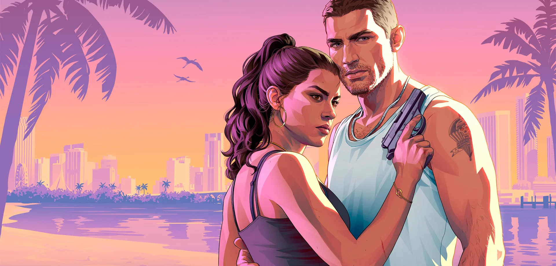 Lucia e Jason em ilustração de GTA 6.