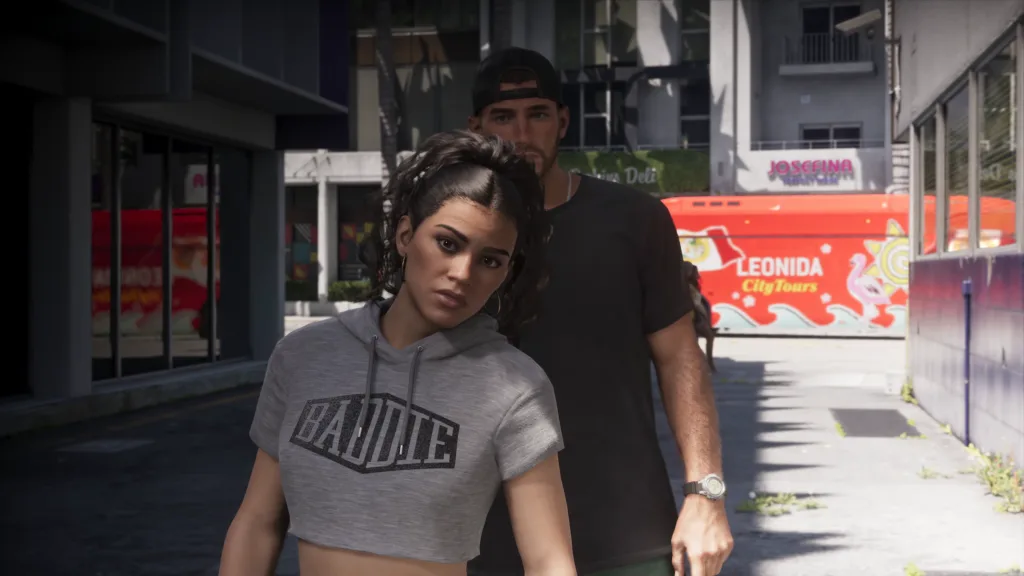 Jason e Lucia olhando Dave indo embora.