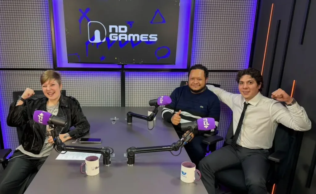 Alice Monstrinho, Alessandro Leguir e Bruno Cassol no Podcast ND Games falando sobre esports.