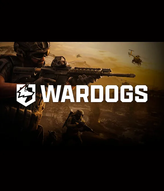 Imagem de Soldados em floresta nevada e veículos com o título WARDOGS à frente.