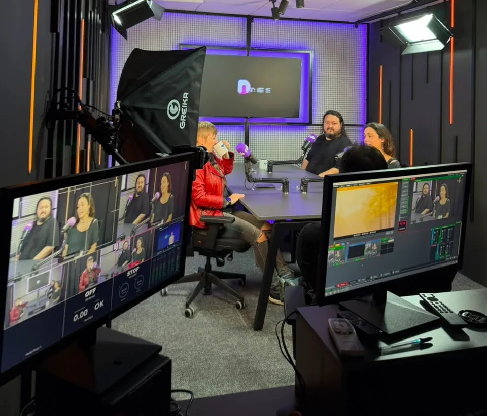 Bastidores da gravação do Podcast ND Games sobre animação para jogos.