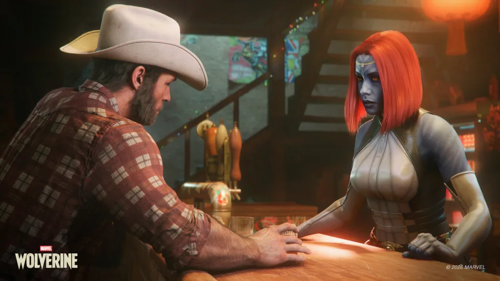 Wolverine e Mística conversando no Bar Princess.