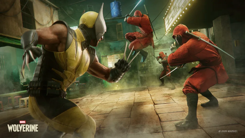 Wolverine lutando contra os ninjas da Tentáculo.