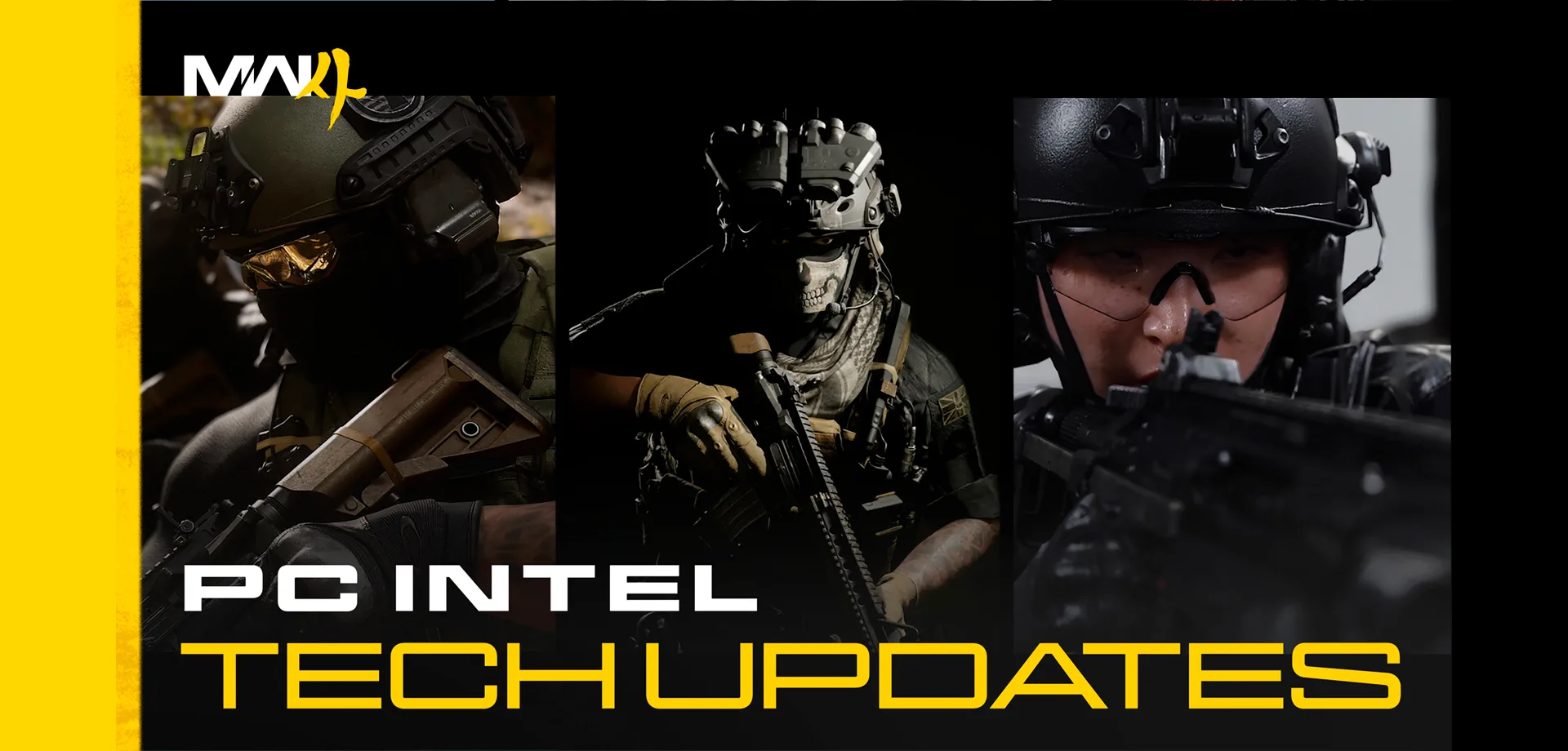 Call of Duty: Modern Warfare 4 com imagem de 3 operadores e detalhes sobre o PC.