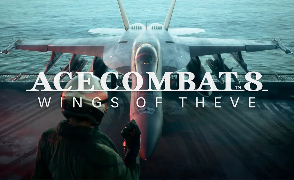 ACE COMBAT 8: WINGS OF THEVE mostra caça em porta-aviões