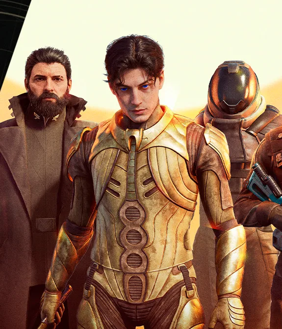 capa da DLC de Dune: Awakening com roupas do filme trazidas para o jogo na matéria sobre a chegada do game para os consoles.