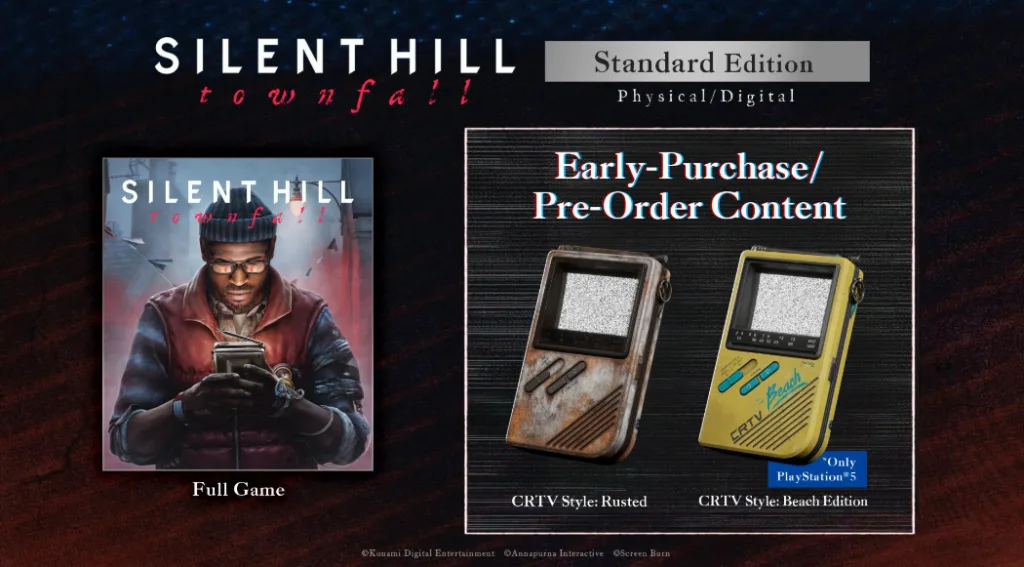 Edição Padrão de Silent Hill: Townfall com CRTVs com estilos diferentes para a compra antecipada.